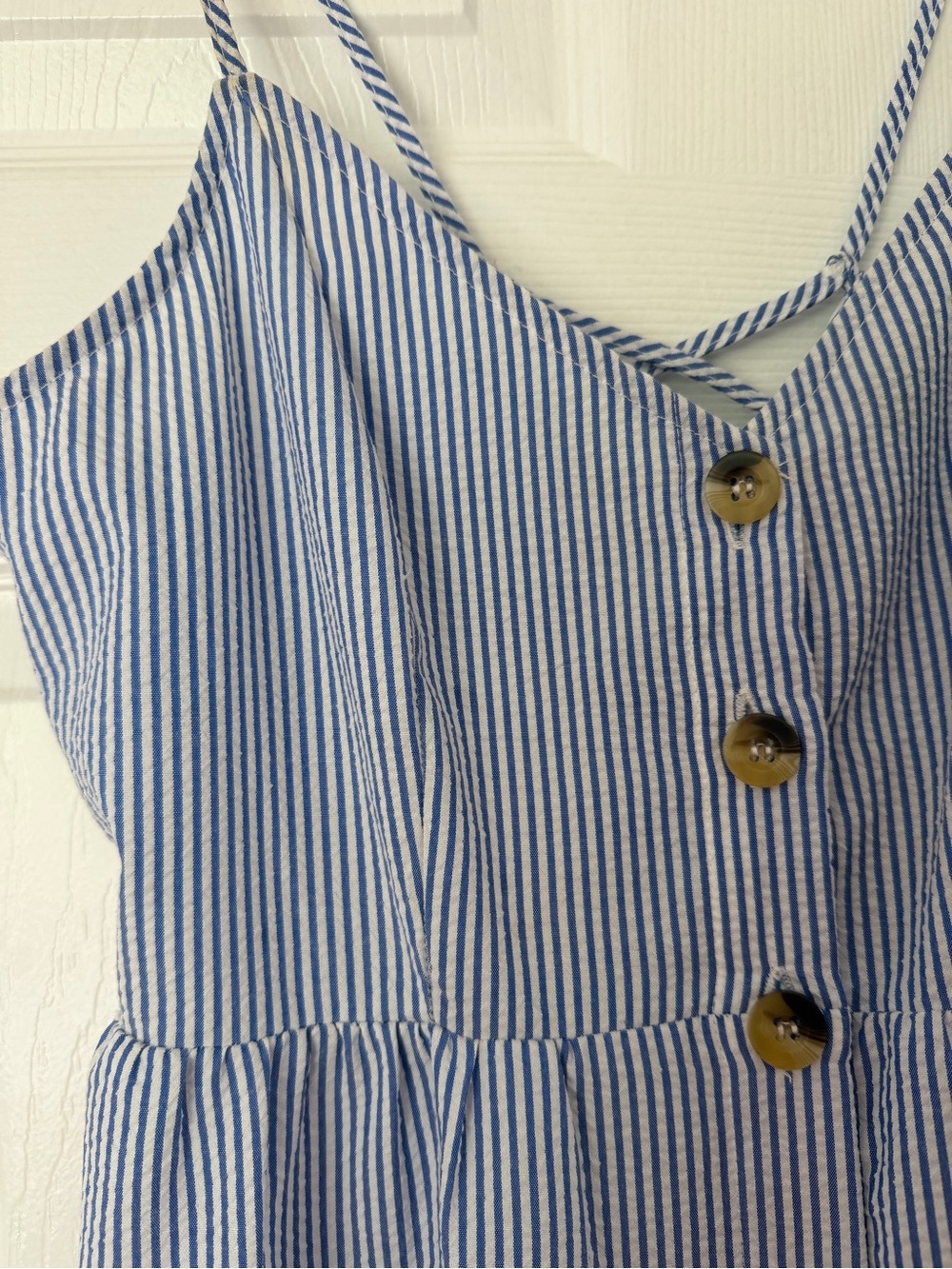 Striped Blue Button-Front Sundress - Picture 3 of 4